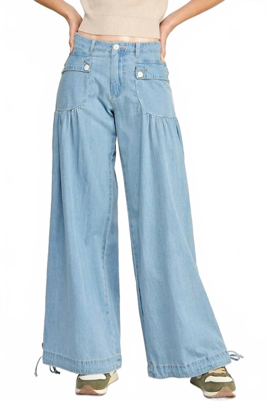 NEW MISS LOVE lotus denim jeans in light blue
